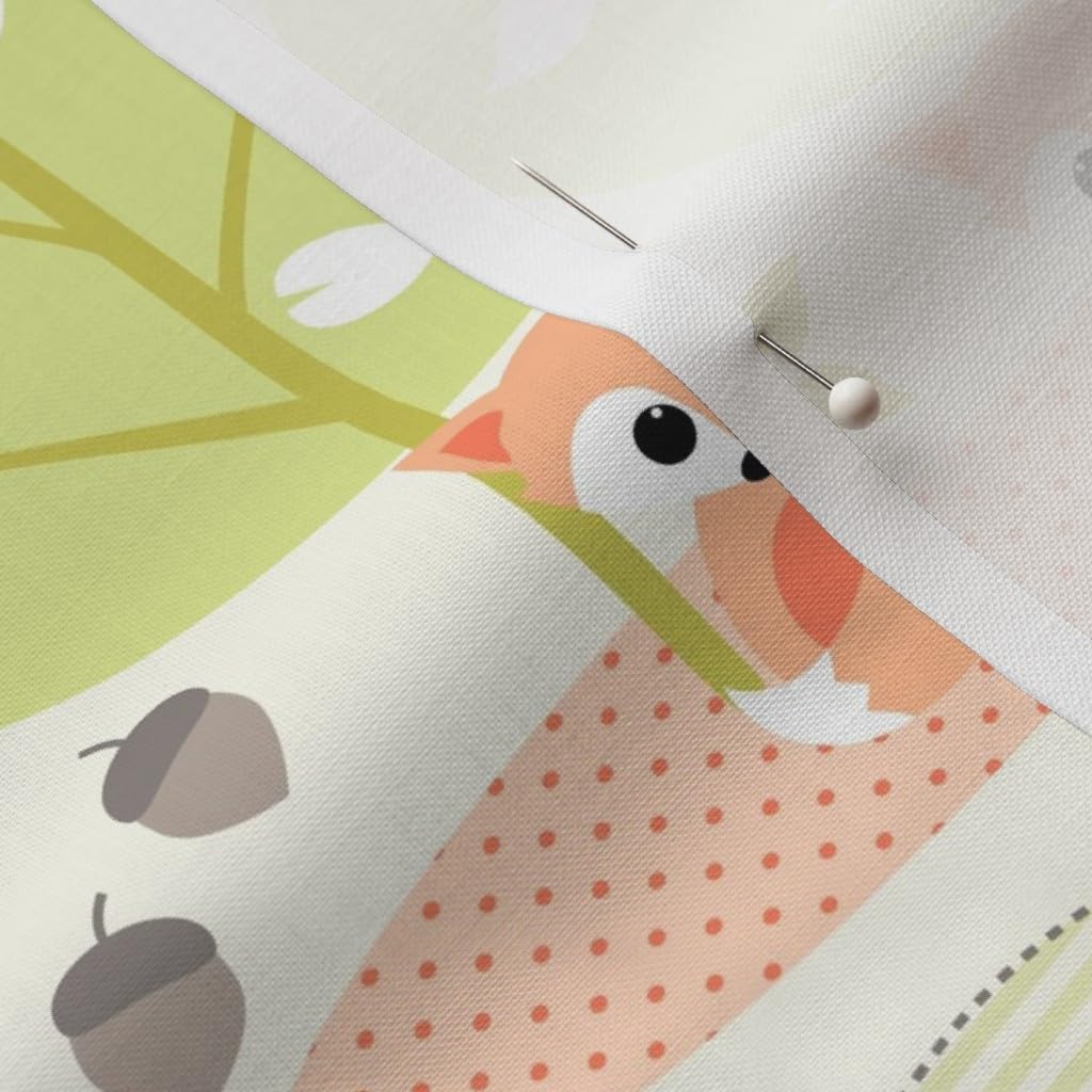 Spoonflower Fabric - Woodland Blue Animals Nursery Fox Owl Printed on Petal Signature Cotton Fabric by The Yard - Sewing Quilting Apparel Crafts Decor