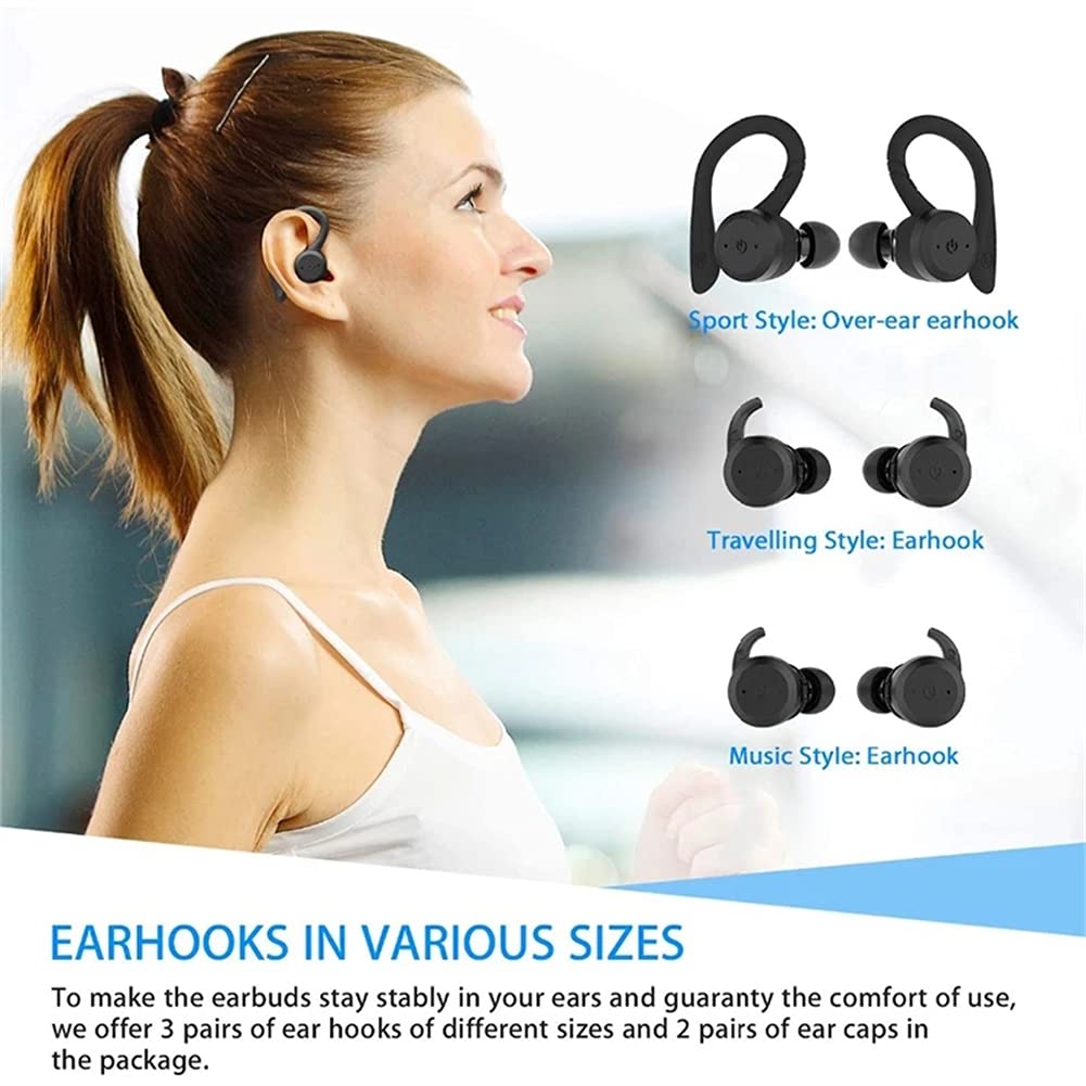 Cuffie Bluetooth con Microfono, Cuffie Wireless con Riduzione del Rumore, IPX7 Impermeabile, Auricolari Stereo Hi-Fi, per L'allenamento in Palestra,Rosa