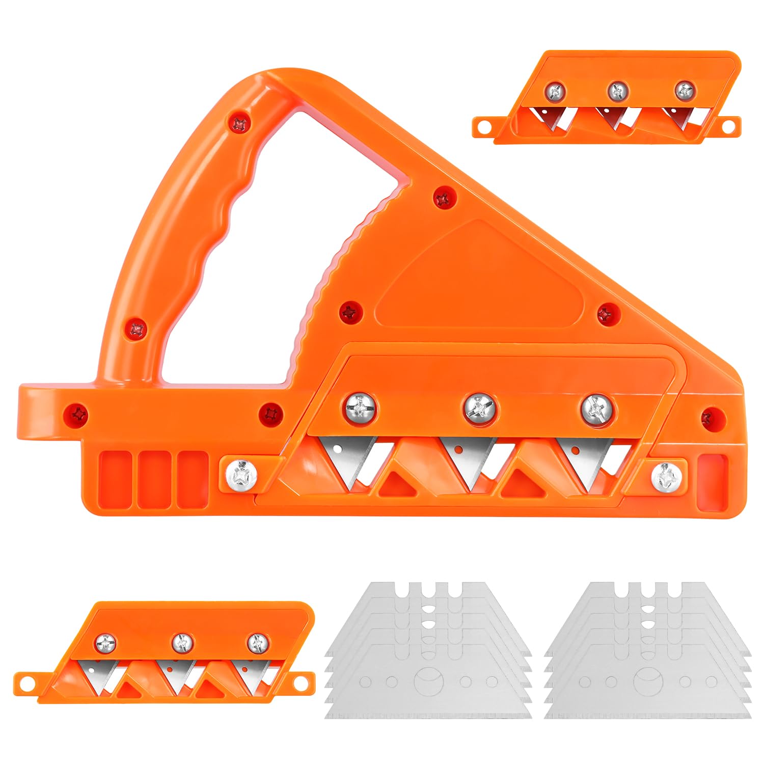 QWORK® Raboteuse de chant pour plaques de plâtre à 45° et 60°, robuste rabot plaque de platre, comprenant 10 lames de rechange