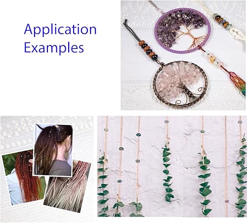 Miniatura 5 de Adabele 10 cuentas espaciadoras redondas con patrón de rayas blancas de ónix negro natural de 0.555 pulgadas (agujero grande de 0.276 pulgadas) para