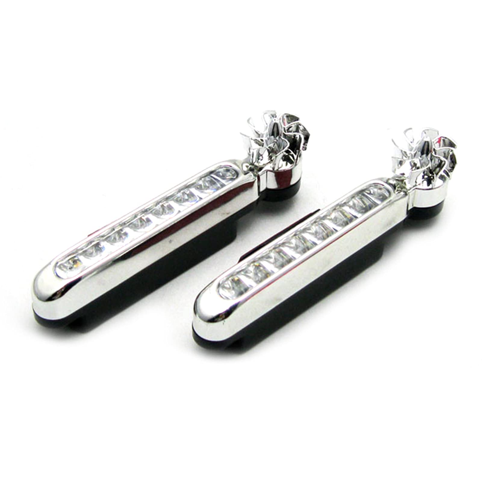 Pepisky 2Pcs Car Daytime Running Light 8 Leds Wind Energy Powered Fog Lamp Auto Universal Waterproof Exterior Light