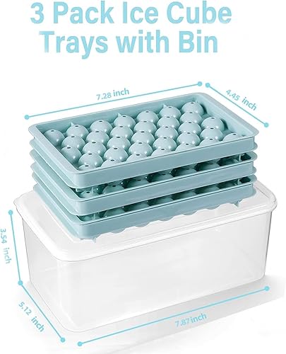 Miniatura 6 de Bandejas redondas para cubitos de hielo, paquete de 3 moldes circulares para hacer bolas de hielo, bandejas pequeñas redondas para cubitos de hielo