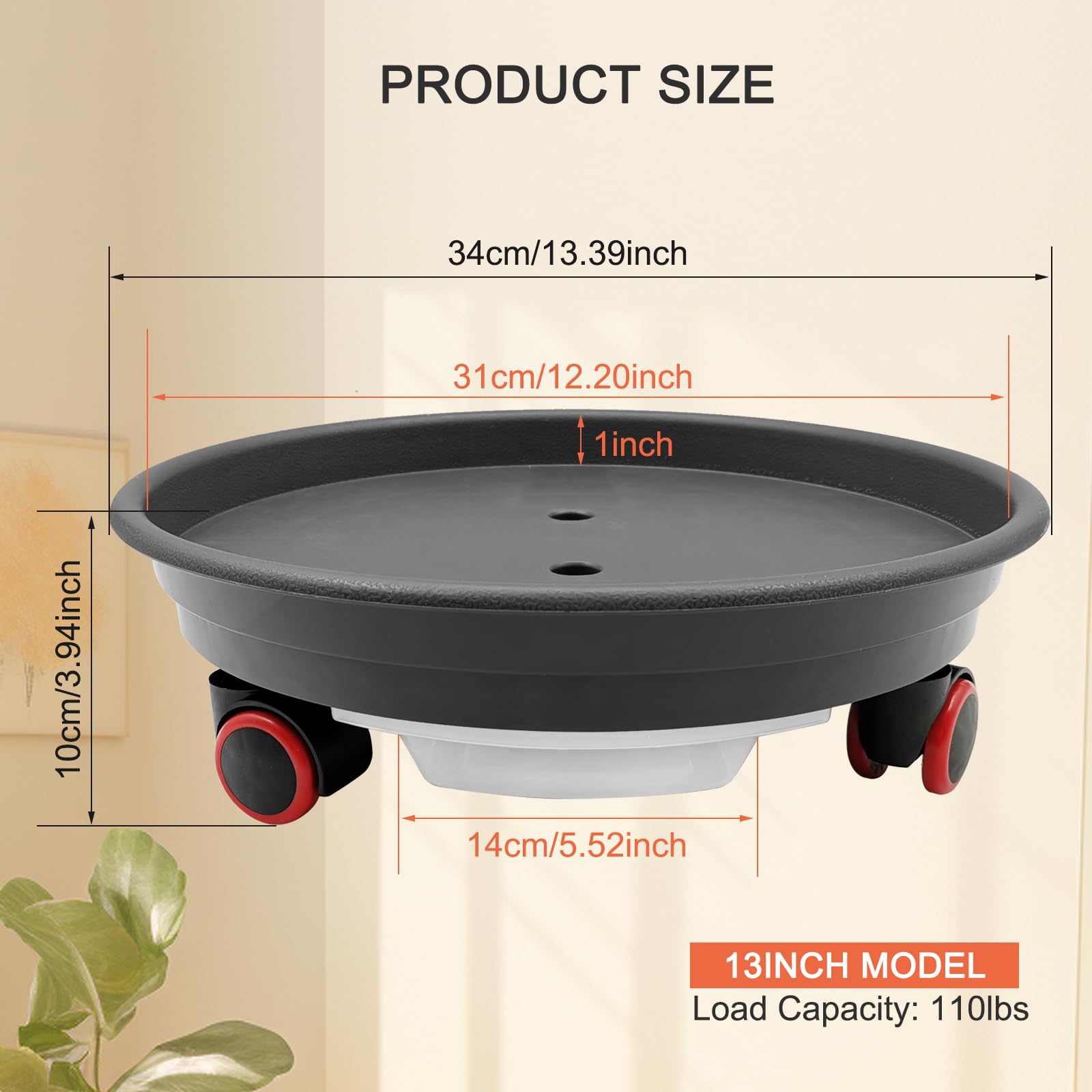 LYFJXX 2 Packs Plant Caddy with Wheels, Loading Capacity 110 lbs - Image 4