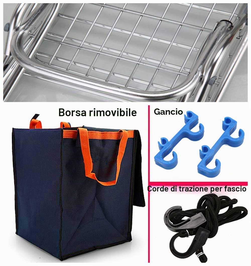 Carrello Spesa a 8 Ruote Con Braccioli-Trolley Della Spesa Con Borsa Impermeabile Removibile Montascale In Struttura In Lega Di Alluminio (30 X 45 X 106 Cm) Blu Navy