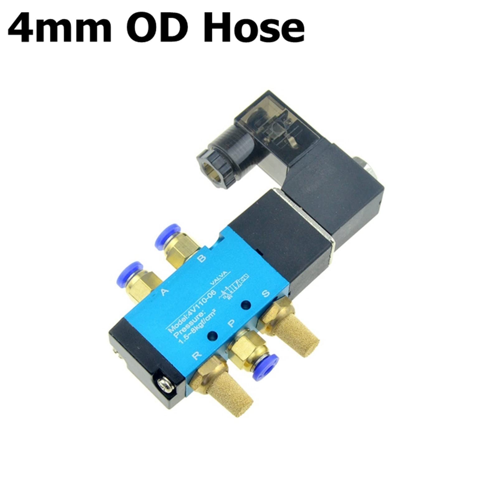 Zawór elektromagnetyczny powietrza, 5-drożny port, 2-pozycyjny, gazowy, pneumatyczny, elektryczny, magnetyczny, 12 V, 24 V, 220 V, cewka, wolt, 4 mm, 6 mm, 8 mm, wąż 4 V 110 V, 1 szt. (4 mm