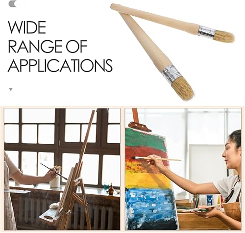 Miniatura 3 de 2 unids pincel redondo mango de madera diferentes tamaños 0.787 in 0.984 in acrílico acuarela pintura al óleo herramienta principiante muebles