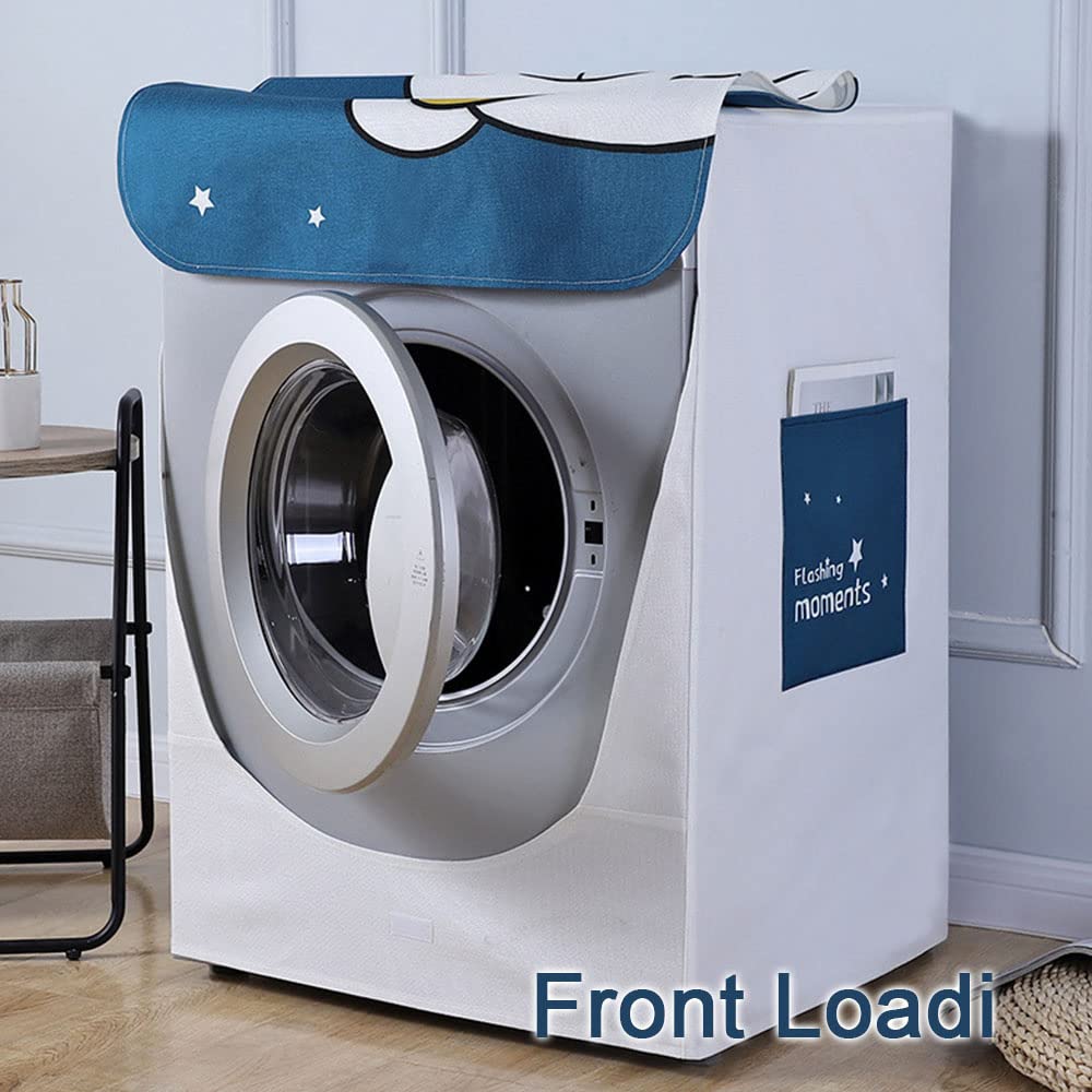 Odot Wasmachinehoes, stofdichte beschermhoes, zonnescherm, passend voor de meeste voorlader wasmachines en wasdrogers. Waterbestendige beschermhoes voor voorladers (Blue Whale