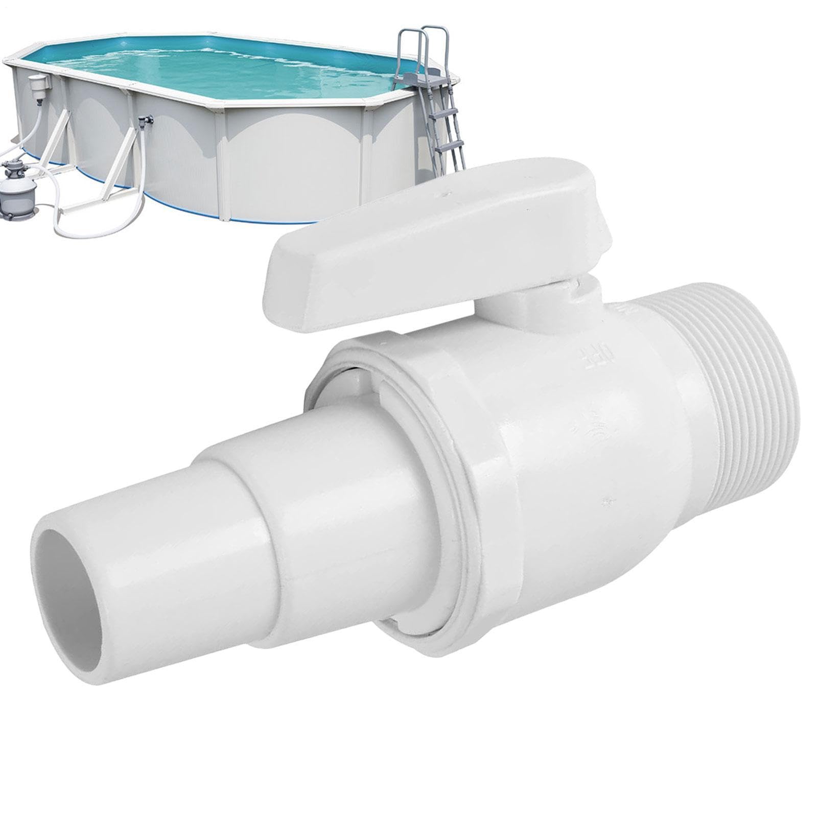 Absperrhahn Pool Absperrventil Umdrehung Für Skimmer, Innendurchmesser 38mm,Kugelhahn Mit Schlauchverbinder, Filterschalteranschluss Für Schwimmbad,Pool Umschaltventil Für Schwimmbadfilter,Poolzubehör