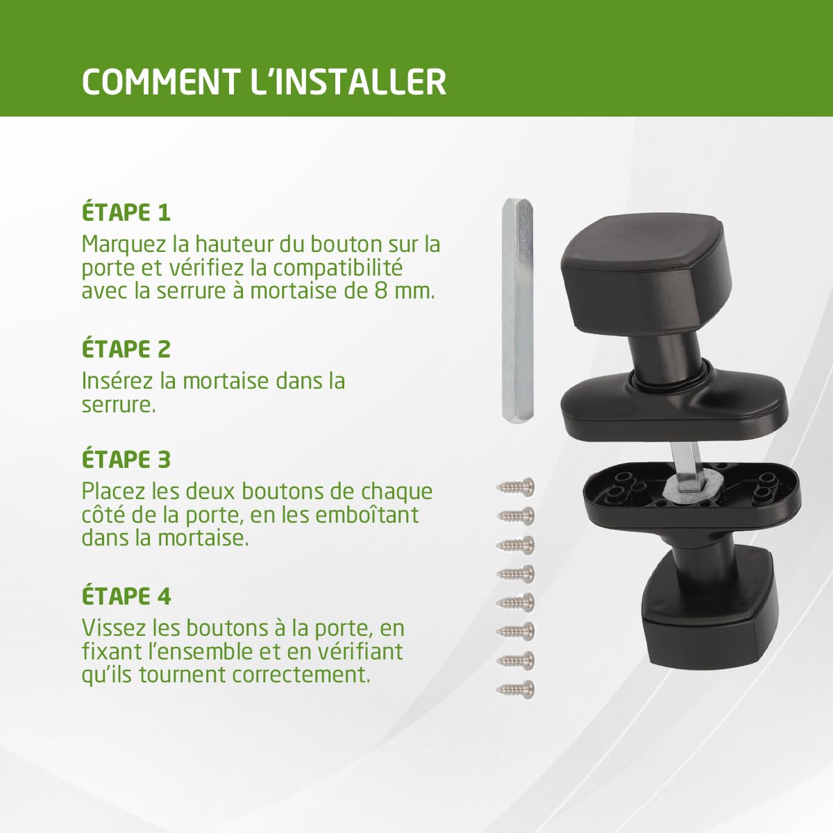 Amig - Bouton de Porte Carré en Aluminium - Robuste et Élégant pour Intérieur - Installation Facile - Idéal pour Maison et Bureau, Noir - 81x31 mm - Aluminium
