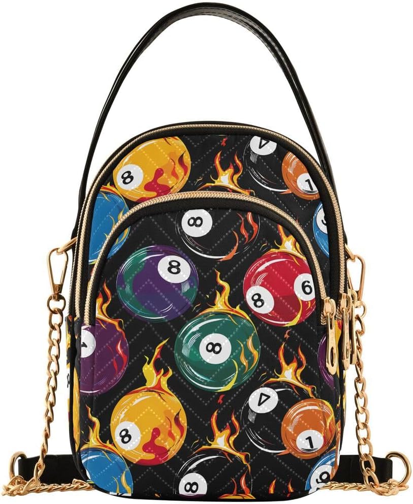 ALAZA Billiard Ball Black Crossbody Bag Small Shoulder Handbags Leather Purse for Women