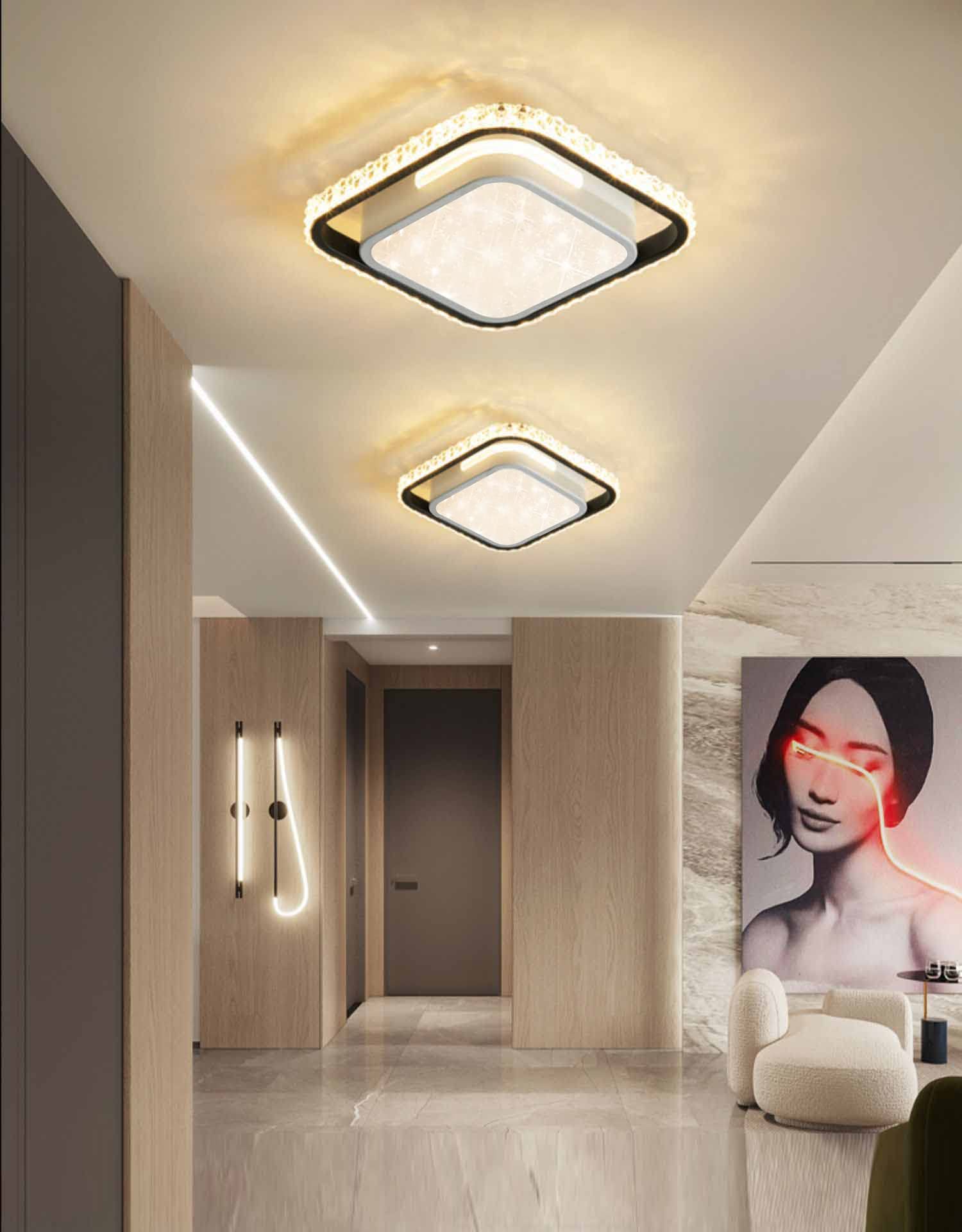 LED Deckenlampe mit Bewegungsmelder Radar Innen Flur Deckenleuchte Modern Wandlampe mit Bewegungssensor 20W 3000K Deckenleuchtung mit Sensor für Gang Korridor Veranda Garage Treppe Keller BüRo Lampe