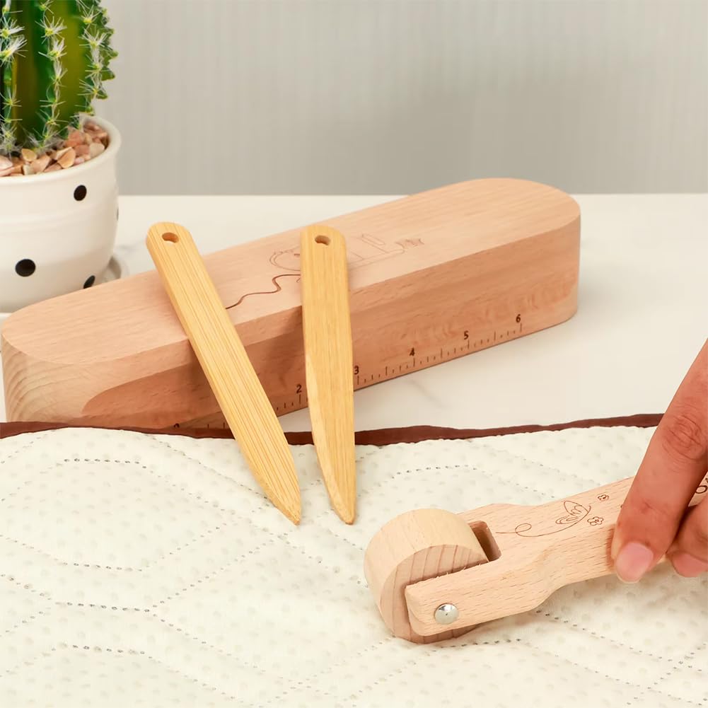 Leoapcat Batacchio da Sarto, Set Batacchio da Sarto In Legno di Faggio con Rullo da Cucito Per Trapuntatura per Cucire Appiattire Tessuti, Stirare, Pieghe del Tessuto, Quilting da Ricamo