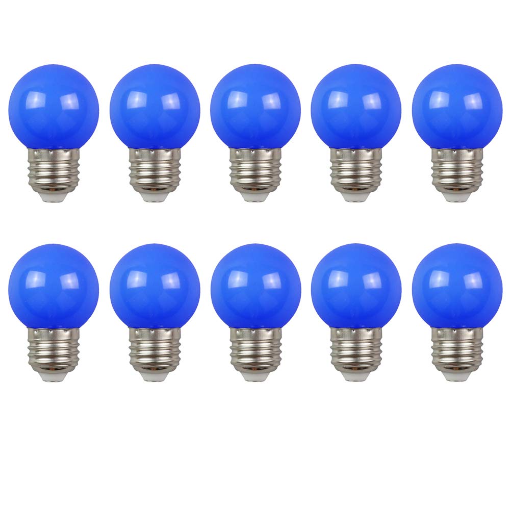 BOUBUI 10 Pack Coloured LED Light Bulbs, E27 3W G45 Mini Globe LED Bulb for Outdoor Indoor String, Christmas, Tree, Fairy Party Night Lights, AC 220V-240V, Non-dimmable, Blue Color