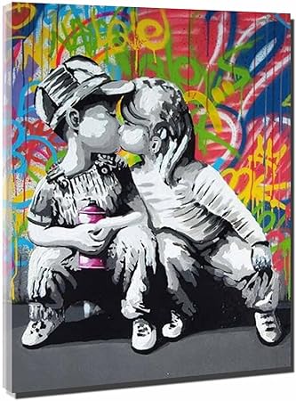 Amazon Co Jp バンクシーポスター インテリア絵画 Banksyインテリア おしゃれ アートポスター 壁飾り油絵 絵 絵画 インテリアバー ポスター かっこいい 壁画 絵画 壁掛け 壁掛アート油彩 35x51cm 14 X 額入り ホーム キッチン