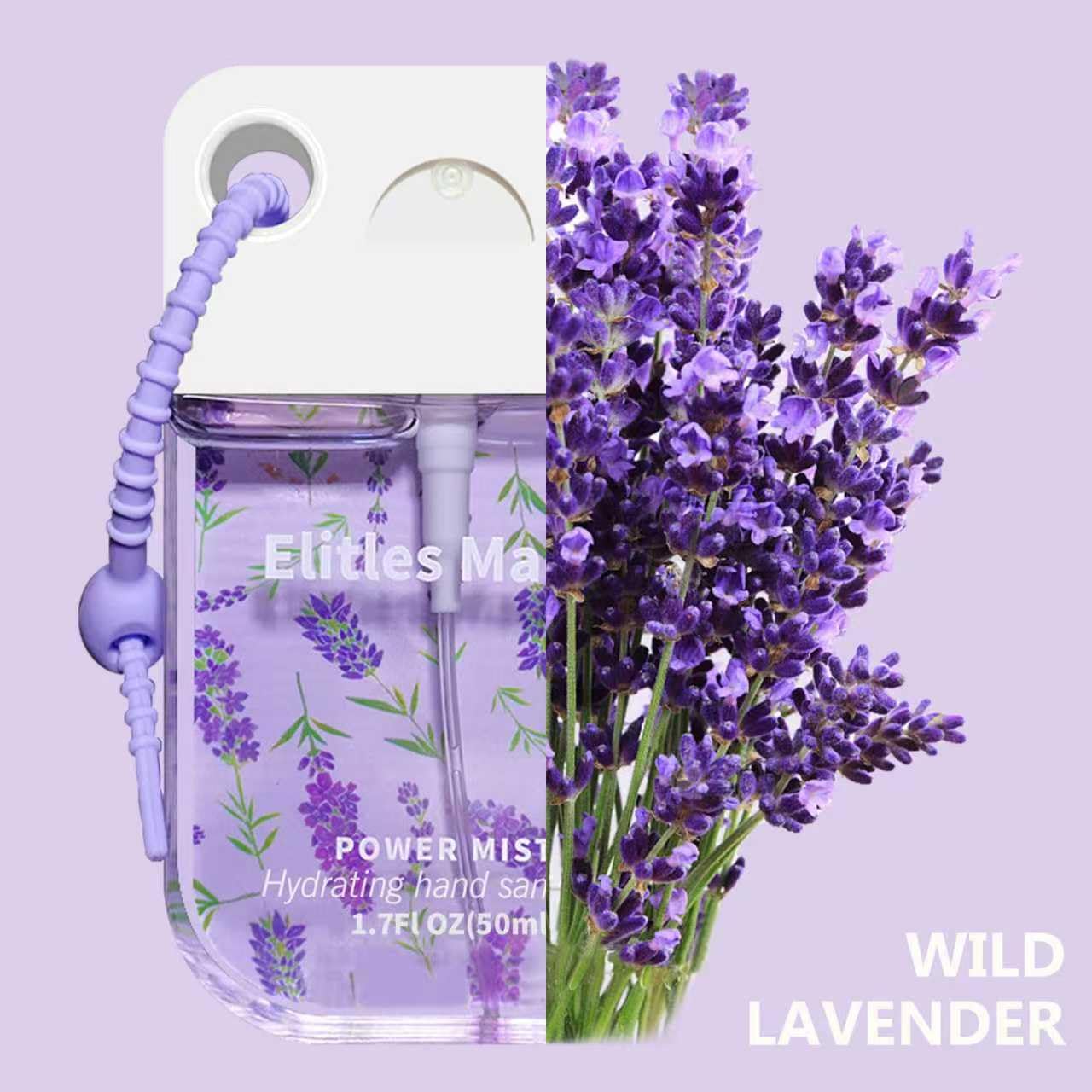 Hand Sanitizer Spray, 50ML Spray Hand Sanitizer Travel Size With Cute Keychain Lanyard, Scented Pocket Power Mist Hydrating Women Teen Girl Gifts, 1.7FL.OZ (Lavender) - Image 2