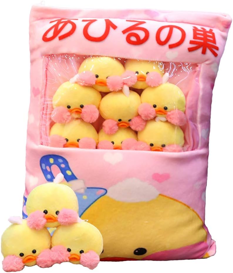Nenalayo Kawaii Yellow Duck Plush Throw Pillow - Cute Stuffed Animal Toy & Room Decor Gift