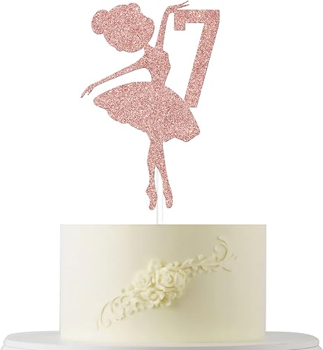 Miniatura 15 de Decoración para pastel de cumpleaños 5 de bailarina, decoración de pastel de cumpleaños de 5 años, adorables suministros de decoración de pastel