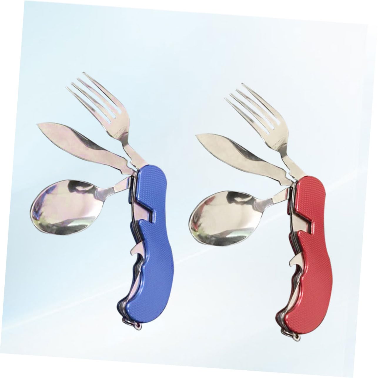INOOMP 3 Set bacchette cucchiaio forchetta chiudibili pieghevoli cucchiaio da campeggio portatile utensili da portata in acciaio inossidabile posate pieghevoli piega