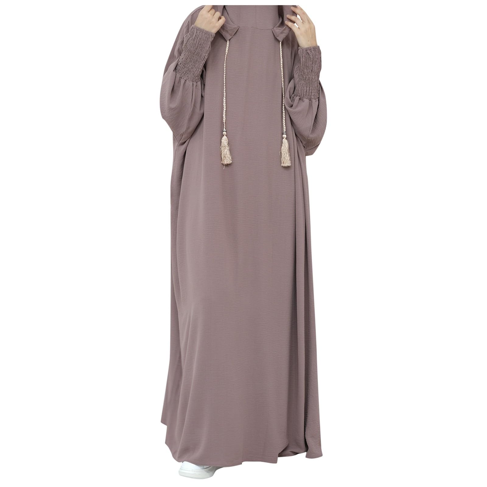 Robe de Priere pour Femme Longue Robe Musulmane Élégante à Manches Larges Abaya Musulmane Moyen-Orient Jellaba Kabyle Mariage Soirée Ramadan 1 Pièces Taille Unique Vetements Musulman