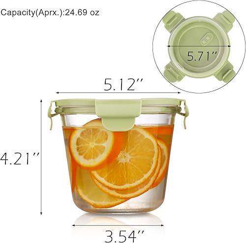 Miniatura 2 de VanEnjoy Contenedores de almacenamiento de vidrio de 23 onzas con tapas, recipientes herméticos redondos para alimentos con tapas, recipientes de