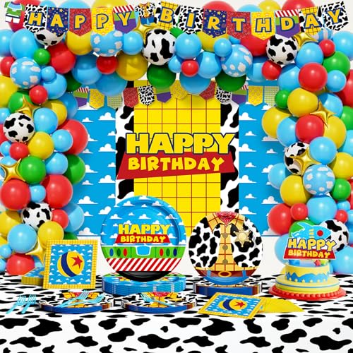 Party Inspo Cartoon Toy Birthday Decorations, 258 PCs Toy Inspired