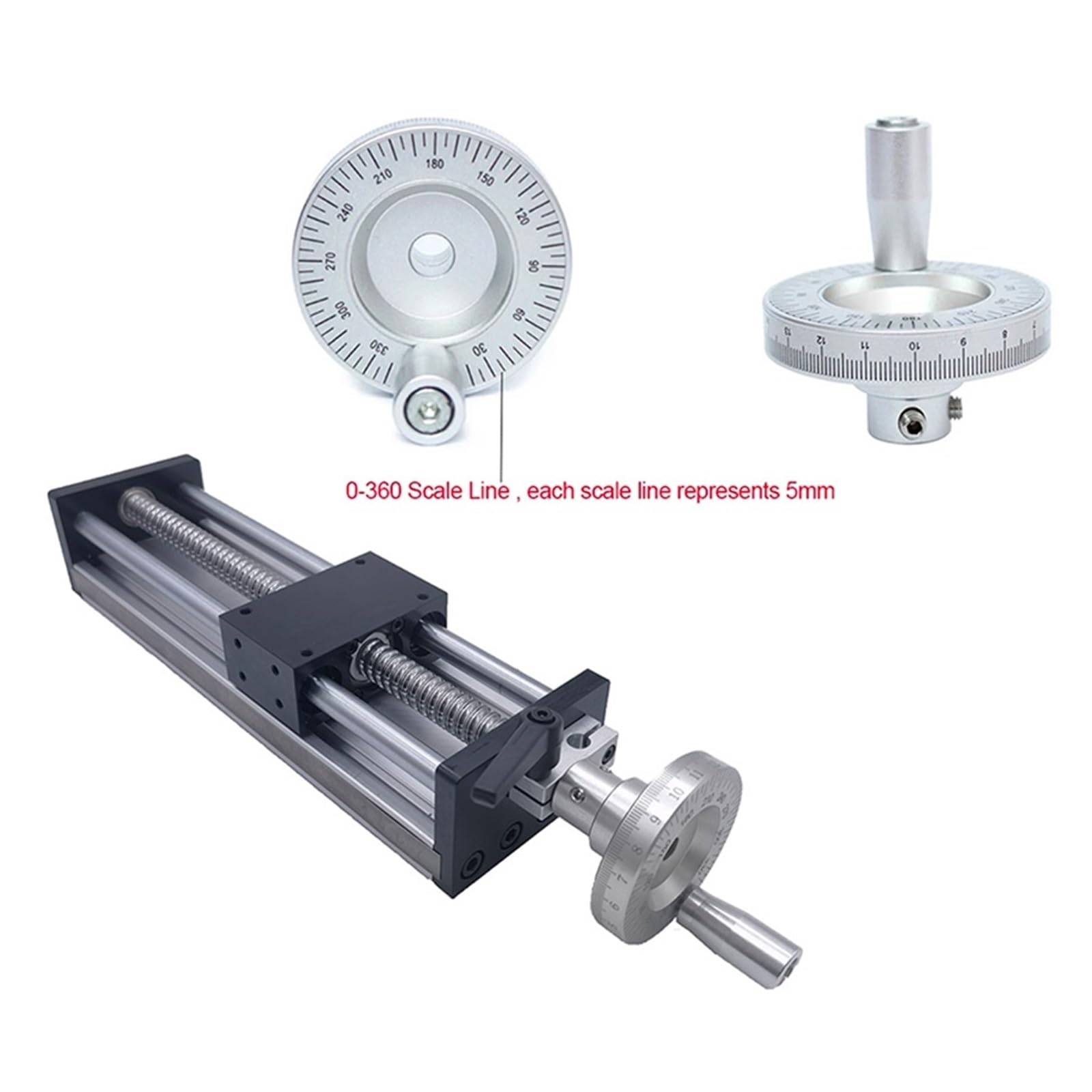 Dual Optical Axis Manual Sliding Table Rail Guide Ball Screw SFU1605 Linear Guide Manual Sliding Table 50-500MM Stroke Hand Wheel Linear Stage Table(100MM Stroke)
