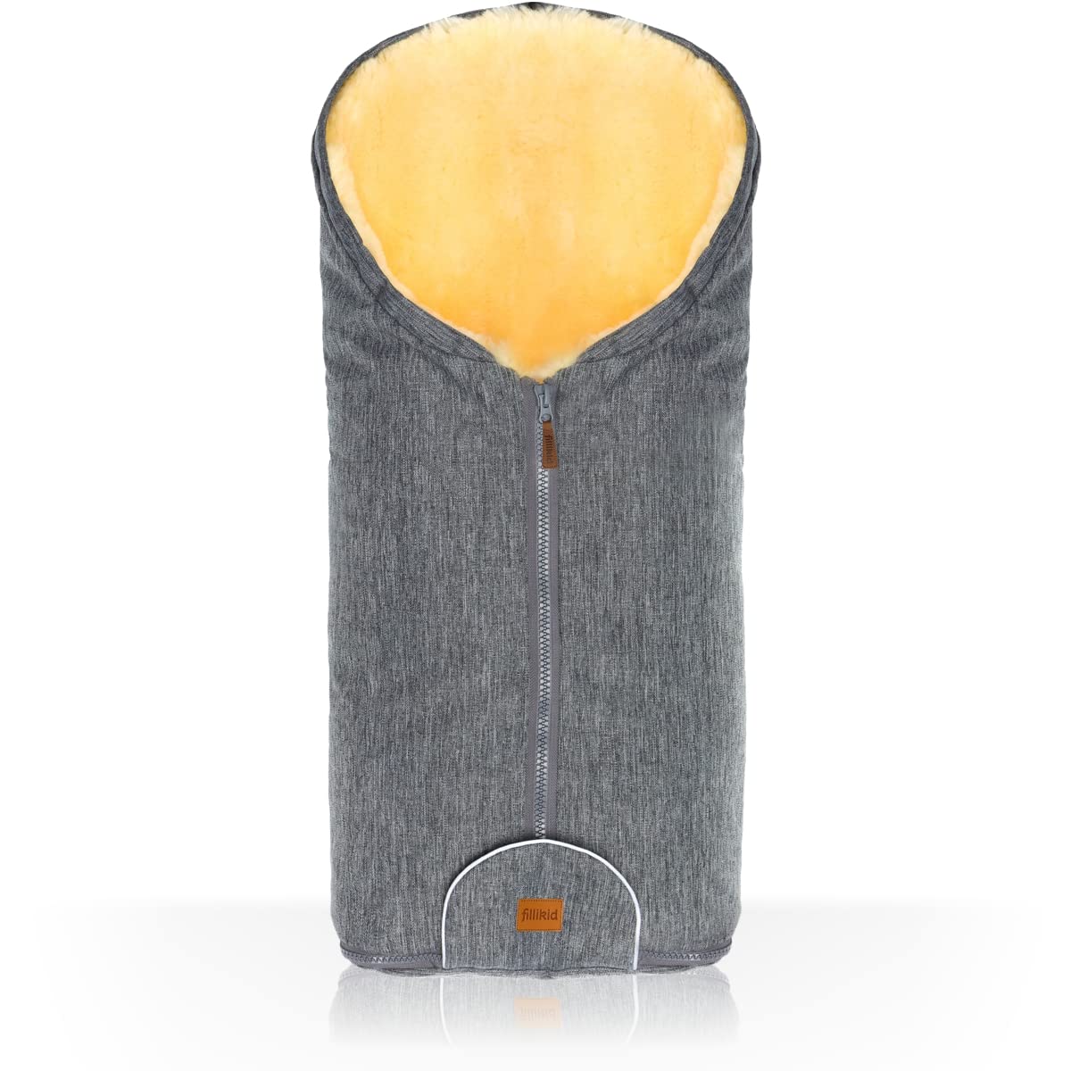 Merino Lammfell Fußsack Winterfußsack für Kinderwagen Baby universal für Babyschale Autositz Gr. 0 (Hellgrau Melange)