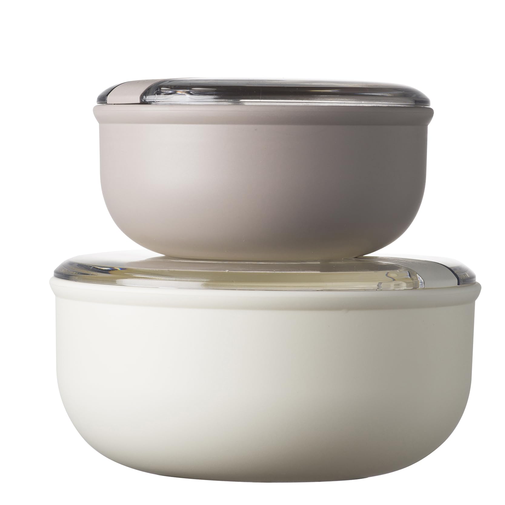 OMADA Design - Set di 2 Contenitori ermetici per alimenti rotondi da 0,75 L e 1,8 L, porta pranzo con coperchio trasparente - Made in Italy - Linea Pull Box