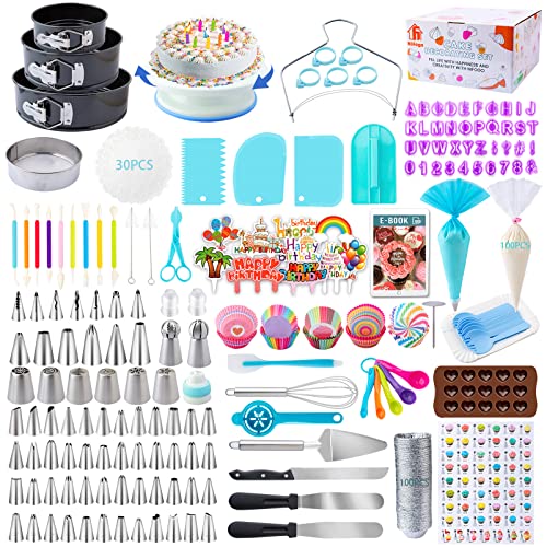 Torten Zubehör Set 655-teiliges, Nifogo Back Zubehör mit Springform Kuchenformen, Tortenplatte Drehbar und Spritzbeutel, Werkzeuge zum Dekorieren von Kuchen für Einsteiger Cover