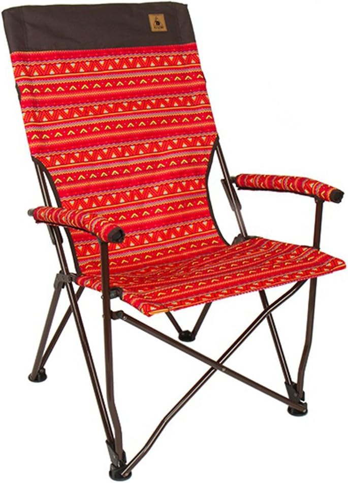 Kazmi] Easy Sling Relax Chair Folding Camping Chairs with Carry Bag Camping Chair, Garden Chair Outdoor Events, Solid Armrest with Ergonomic Angled Backrest (Red)
