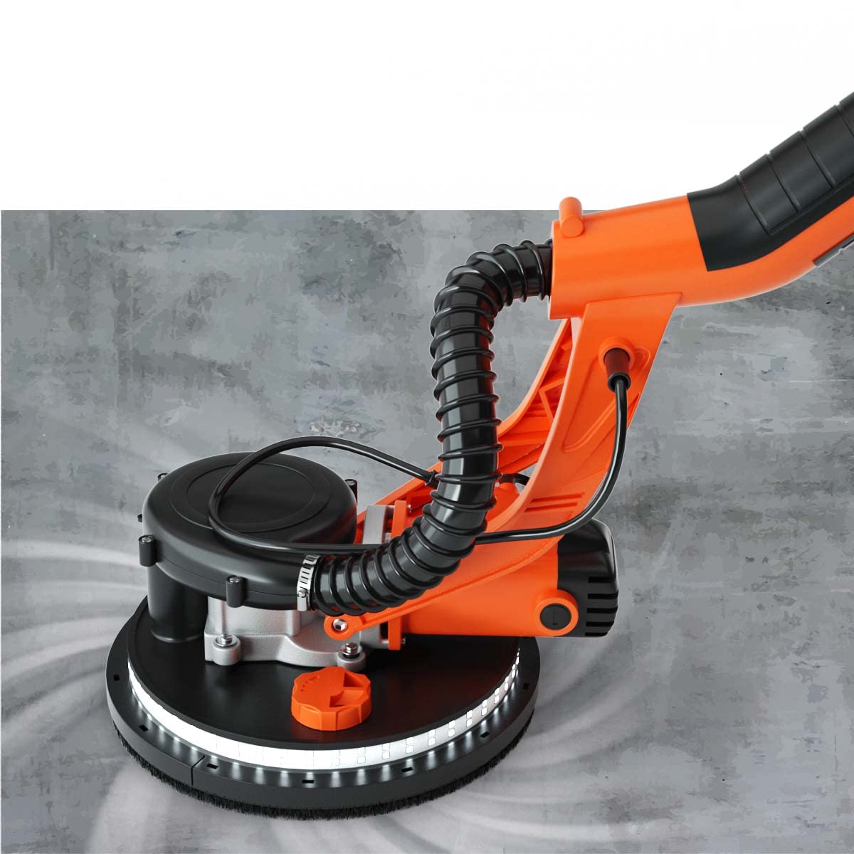 DREAMADE Trockenbauschleifer 750 W, Deckenschleifer mit 6 Geschwindigkeiten, max. 1750 U/min, Wandschleifmaschine mit Staubsammelsystem, 80 LED und Teleskopstange, inkl. 12 Schleifpapier