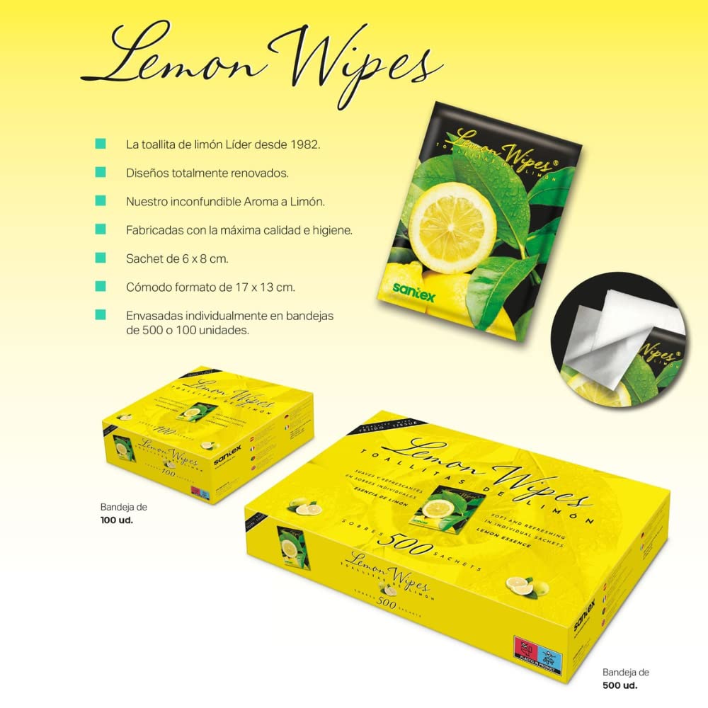 Toallitas Lemon Wipes | Fabricadas en tejido sin tejer | Superficie suave microperforada, no se rompen y no dejan residuos | Pack de 100 unidades