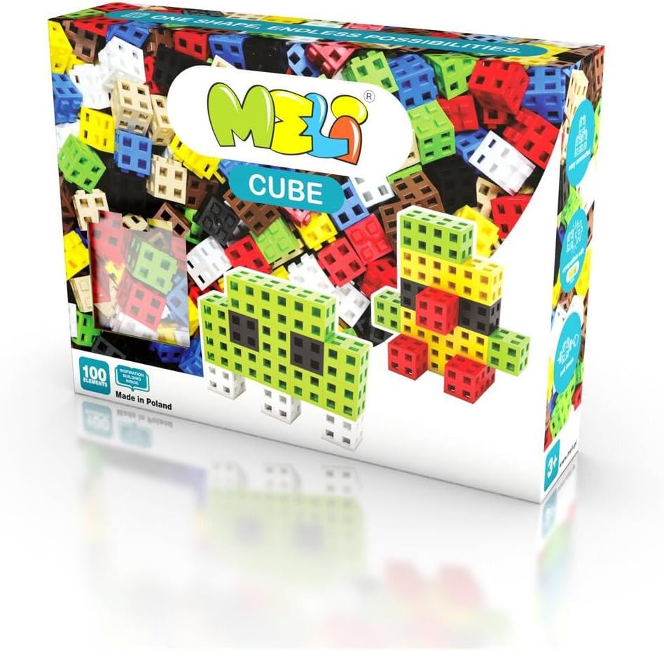 Meli 100 adet küp yapı taşı seti, 3 yaşından büyük çocuklar için yaratıcı oyuncak, 3D yapı, 8 farklı renk seçeneği, ölçüler: 2 x 2 x 2 cm, BPA içermez, CE sertifikalı