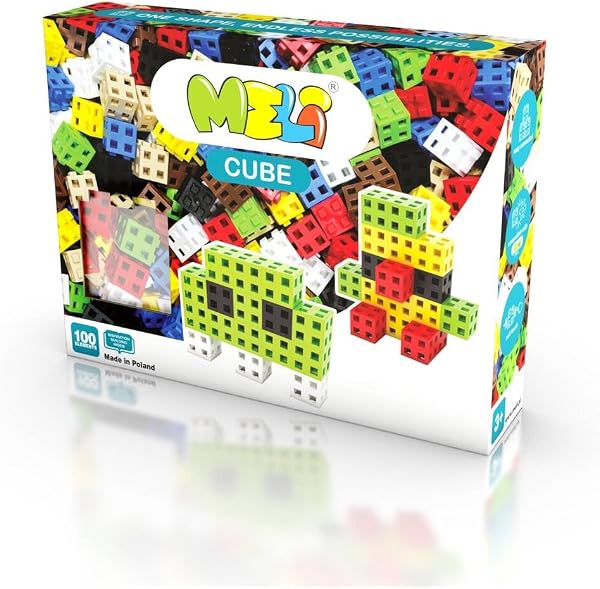 Meli 100 adet küp yapı taşı seti, 3 yaşından büyük çocuklar için yaratıcı oyuncak, 3D yapı, 8 farklı renk seçeneği, ölçüler: 2 x 2 x 2 cm, BPA içermez, CE sertifikalı