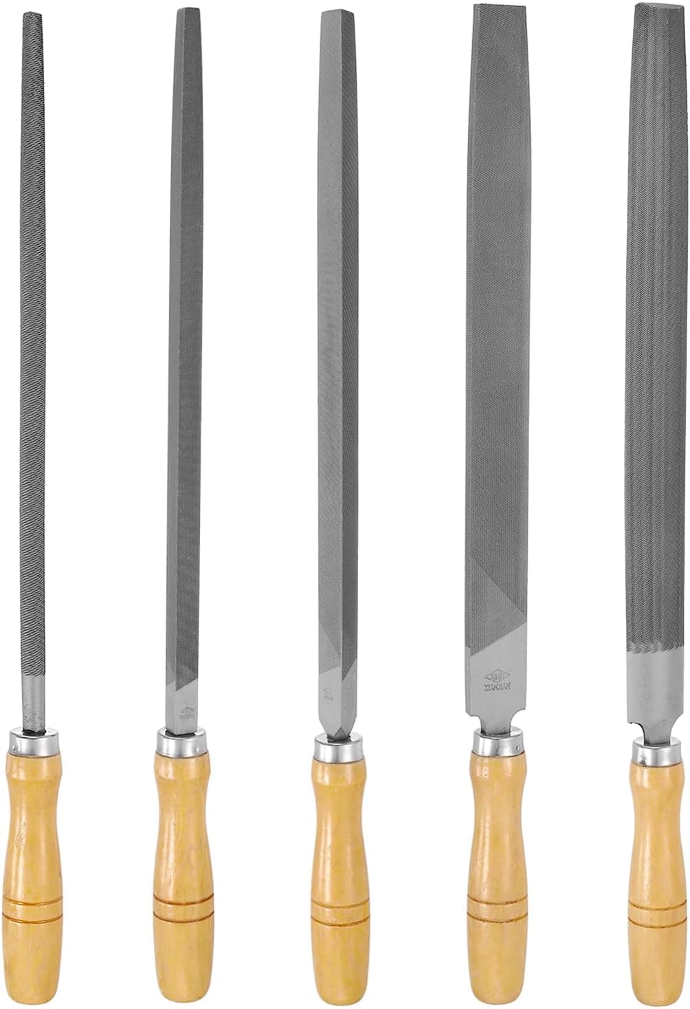 Juego De 5 Limas Metálicas: 12 Limas De Acero De Alto Carbono con Mangos De Madera para Lijado, Pulido Y Grabado De Precisión En Metal, Madera Y Piedra. Formas: Cuadrada, Gray 1