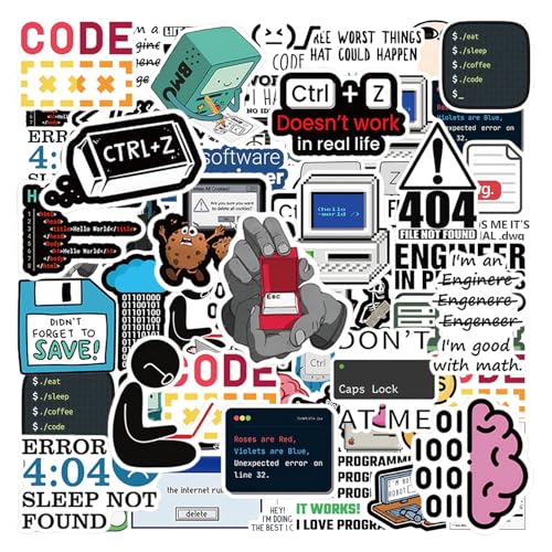 CHROMACRAFT 100 Pegatinas con Temática De Programador, Pegatinas