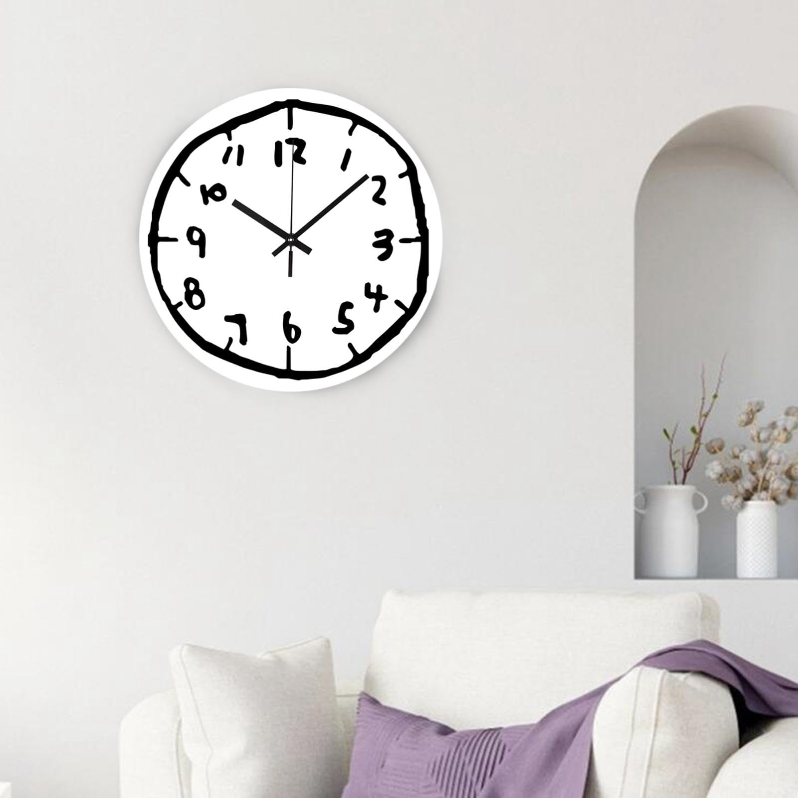 Sharplace Wanduhr aus Acryl, Ornament, modisch, modern, leise, minimalistisch, Kunstuhr, dekorative Uhr für den Innenbereich, Küche, Büro, Esszimmer, Weiss