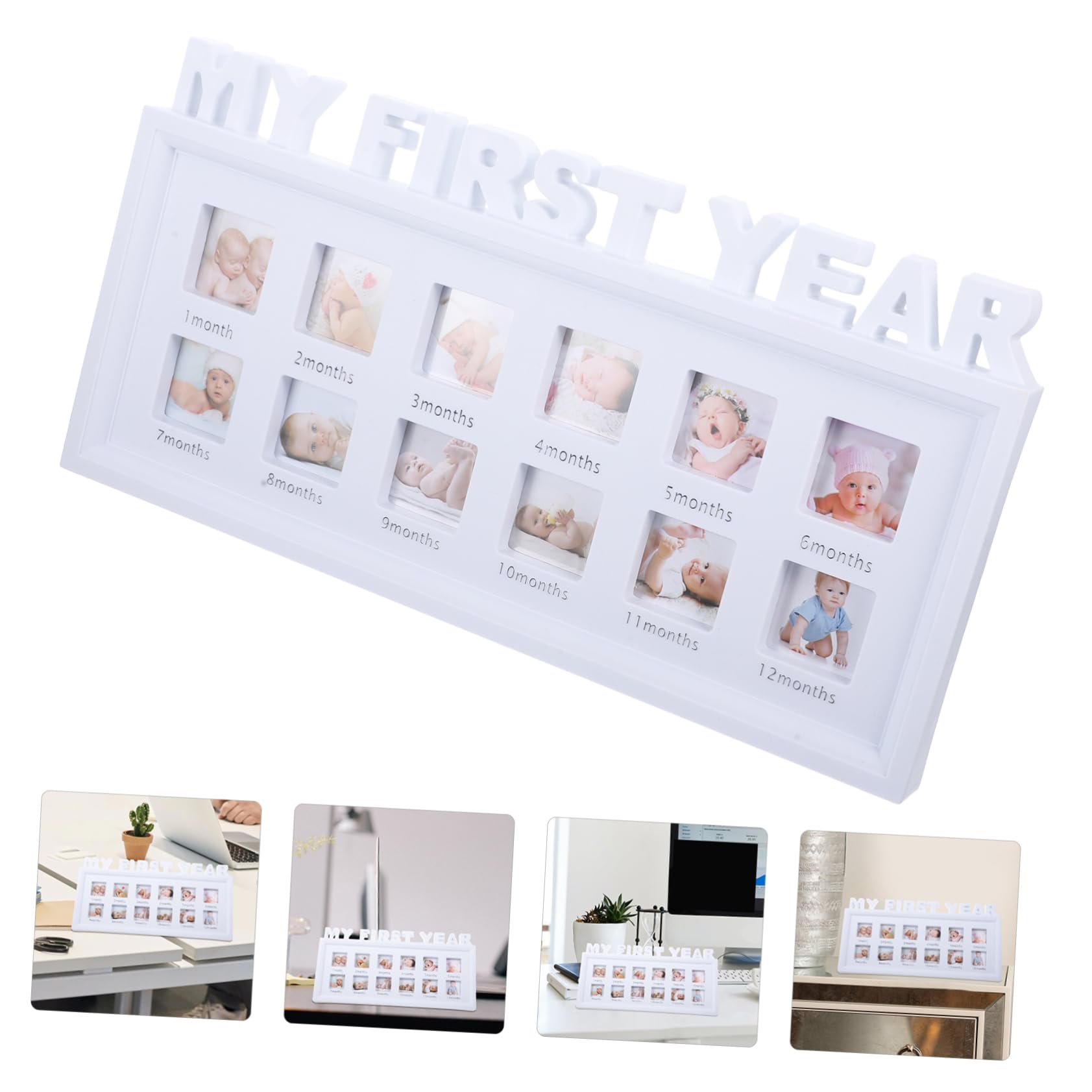 Yardwe 3 Piezas Marco de Fotos para Bebés Recién Nacidos Marco Pequeño para Recuerdos de Crecimiento Soporte para Fotos de Primer Año Decoración para Mesa y Estantería para Bautizo y