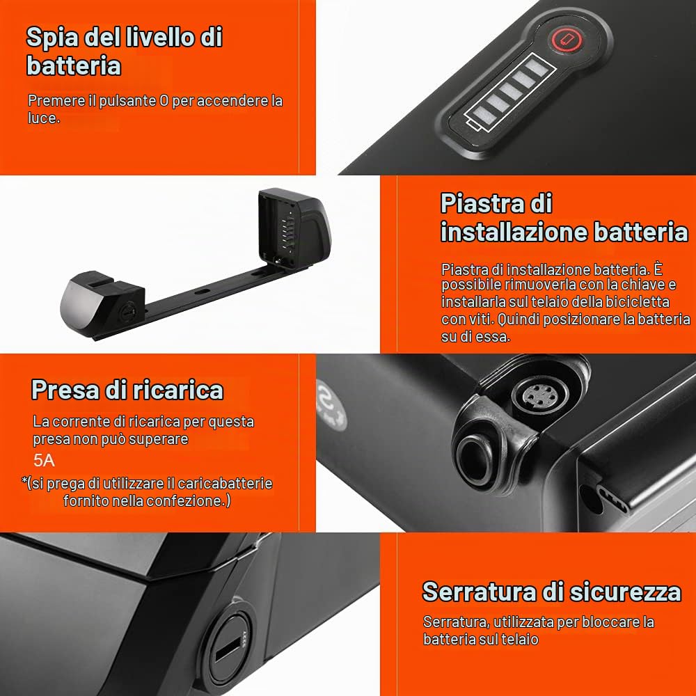 SEASON 36V Ebike Batteria (SF-06) 11.6Ah /14Ah Batteria di ricambio JCEB360-11.6 per Bicicletta Elettrica Pedelecs da Fischer, Bianchi