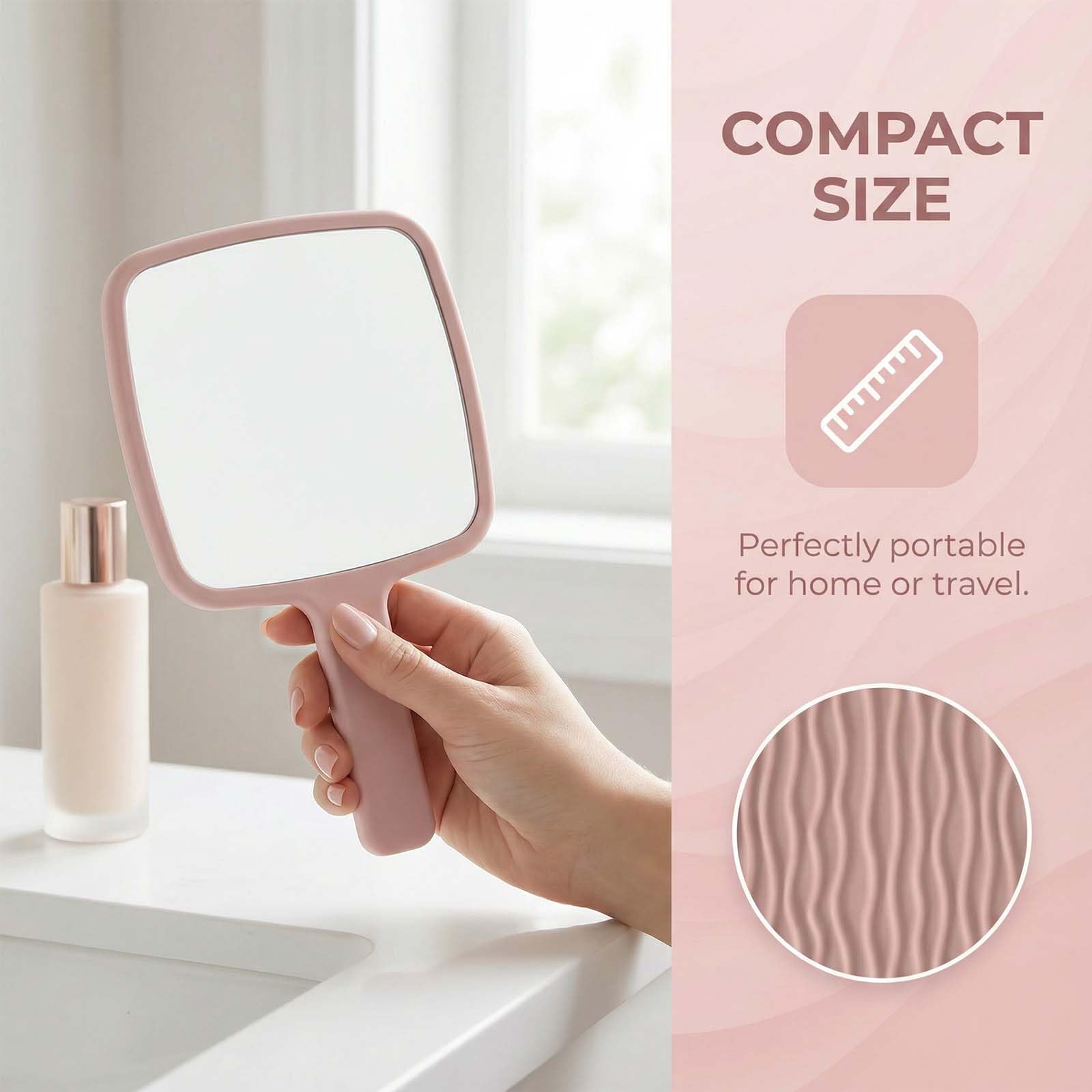 Specchio a Mano con Manico, Specchio Portatile Professionale, Specchio da Barbiere con Maniglia Ergonomica, Specchietto per Dentista, Perfetto per Trucco, Viaggi, Parrucchiere e Rasatura (Bianco)