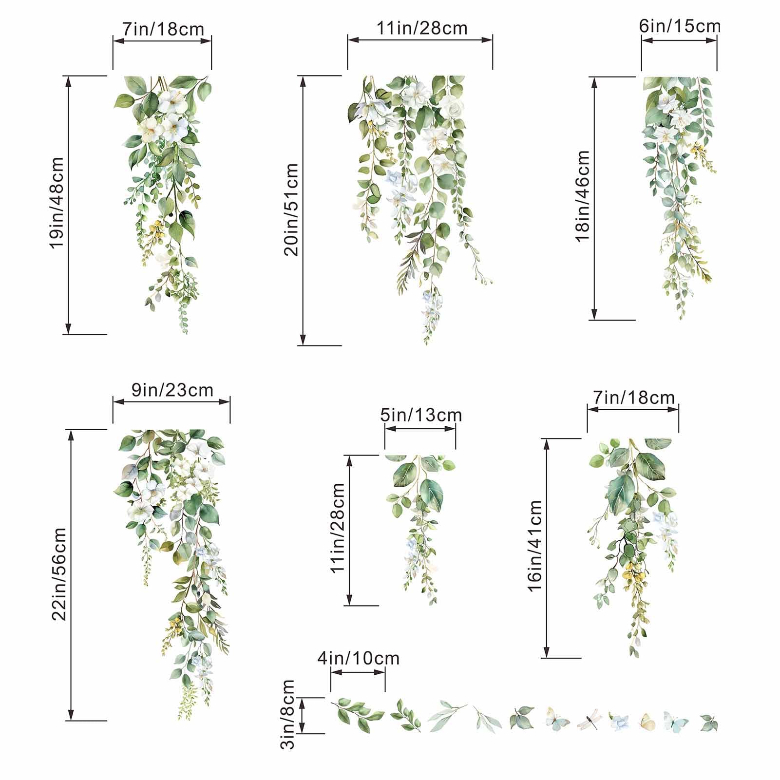 Hanging Leaves Wall Stickers for Bedroom: Peel and Stick Green Vine Tree Leaf Wall Decals - Living Room Bathroom Kitchen Office Nursery - Image 4