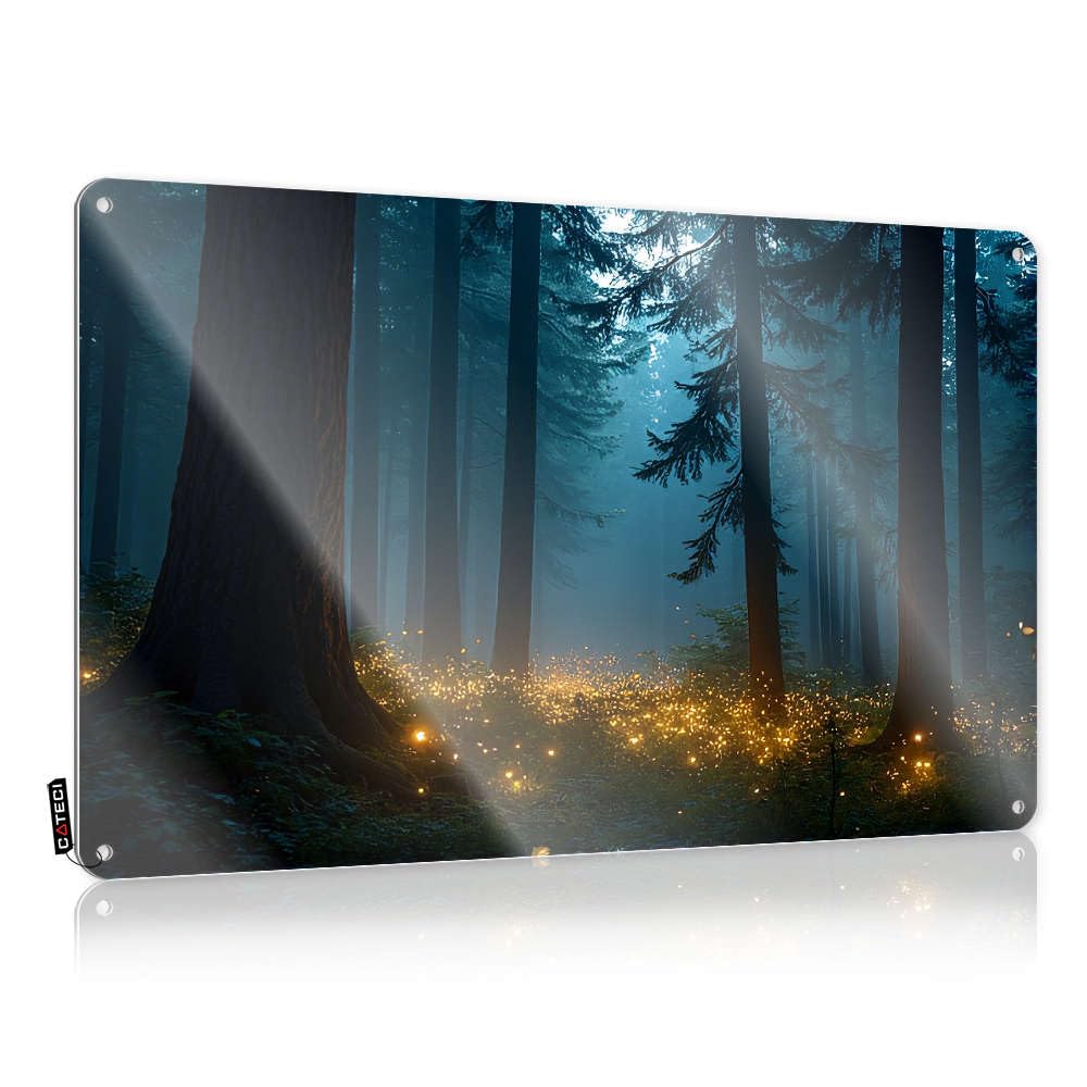Framed Humor Matal Sign - Enchanted Forest With Glowing Lights. Rustic Wall Art Birthday Gift Easy Hang For Pub(30X40CM)
