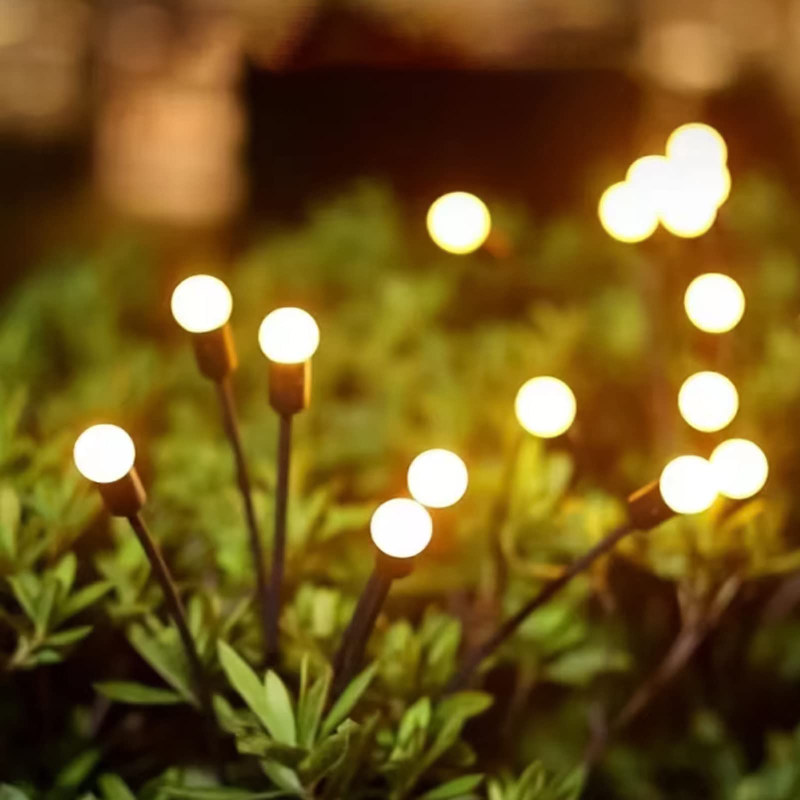MR.HOKWYFirefly Solar Lights Outdoor, 2 Pack 8 LED Bulbs Garden Lights Solar Powered Waterproof, Starburst Swaying Solar Lights Outdoor Garden for Gardens Courtyards Pathway Decoration
