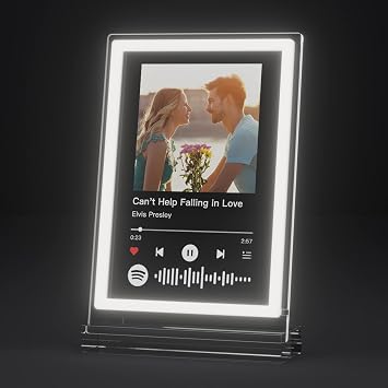 Custom Spotify Plaque Valentines Day Gifts for Boyfriend Girlfriend, Personalized Acrylic Song with Photo, Customized Gifts for men, Neon Light Music Plaque for Your Family, Friends