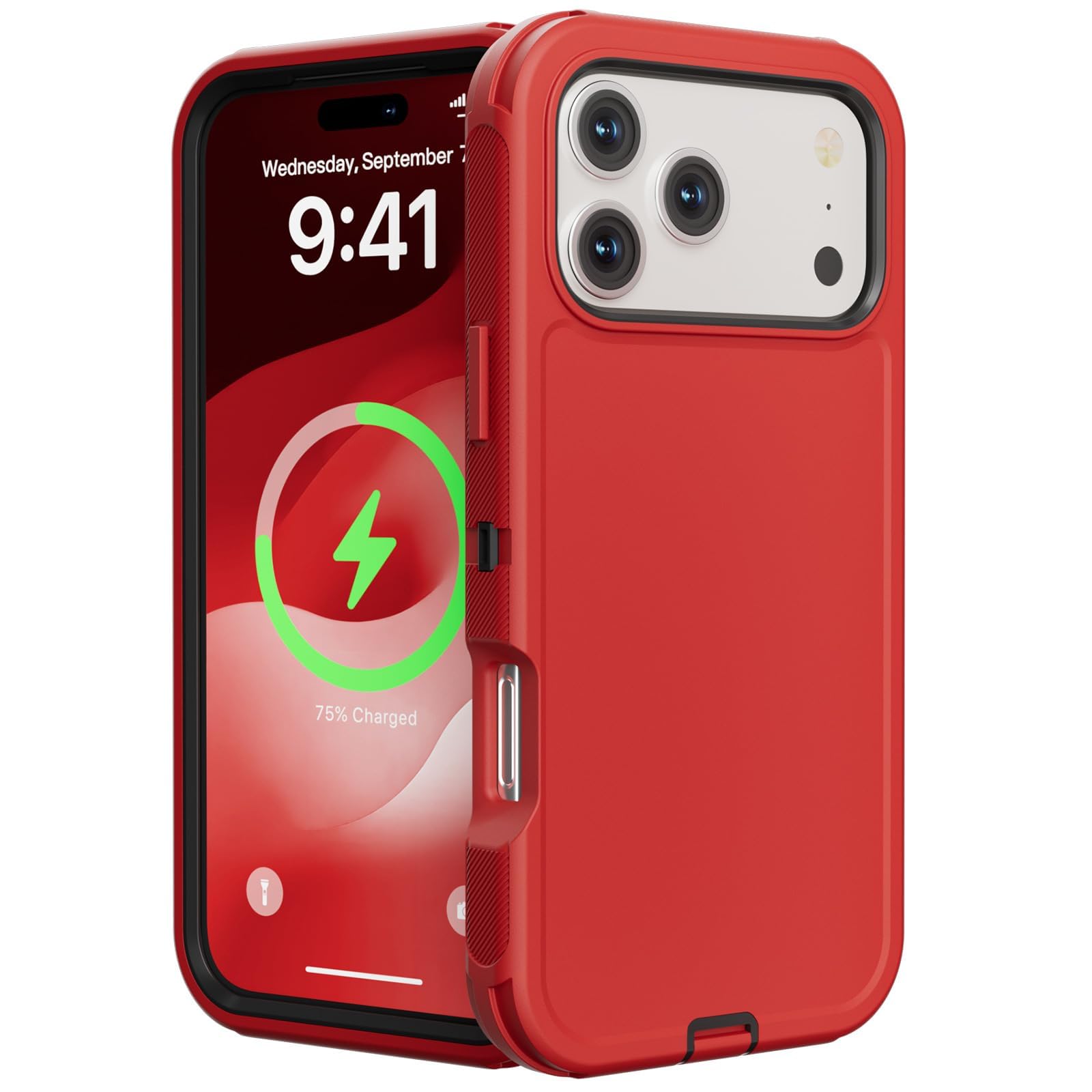 Funda Antigolpes para iPhone 17/17 Pro/17 Air/17 Pro MAX, Carcasa Protectora Rígida De PC Esmerilada Compatible con Carga Inalámbrica,17pro,Red