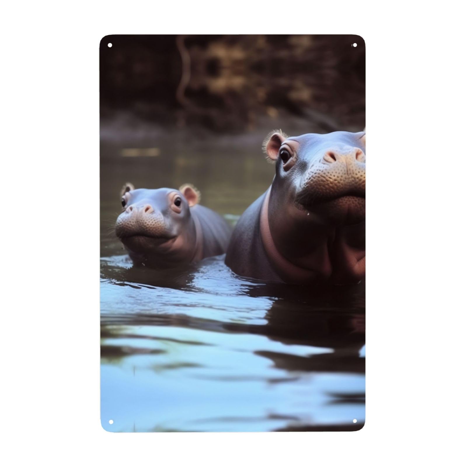 Vintage Metal Tin Signs Retro Garage Signs Stylish Wall Art Plaques for Home Decor Unique Poster 8x12 Inch Hippos Metal Sign Outdoor Wall Decorations Gifts