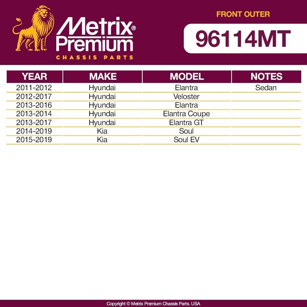 Metrix Premium Chassis Parts - Left & Right Front Outer Tie Rod End Kit Fits 2011-2012 Hyundai Elantra Sedan, 2012-2017 Veloster, 2013-2016 Elantra, 2014-2019 Kia Soul ES801075 ES801074 Made in Europe