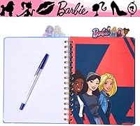 Vista 3 de Barbie - Cuaderno de pestañas encuadernado en espiral, 96 páginas rayadas, 8 x 7 pulgadas, morado