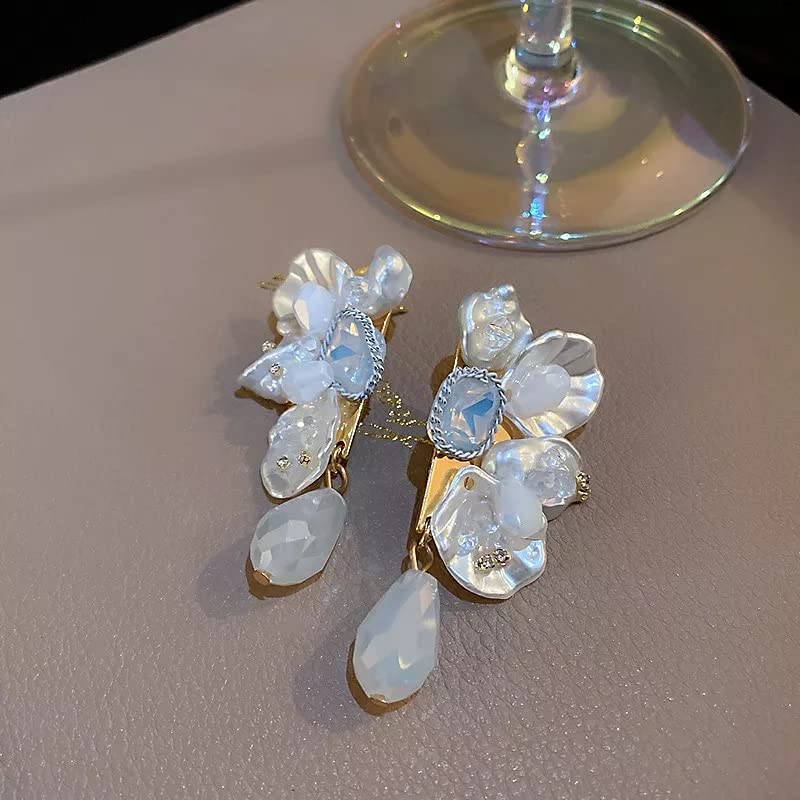Boucles d'oreilles longues argent sterling femmes avec strass scintillants chic