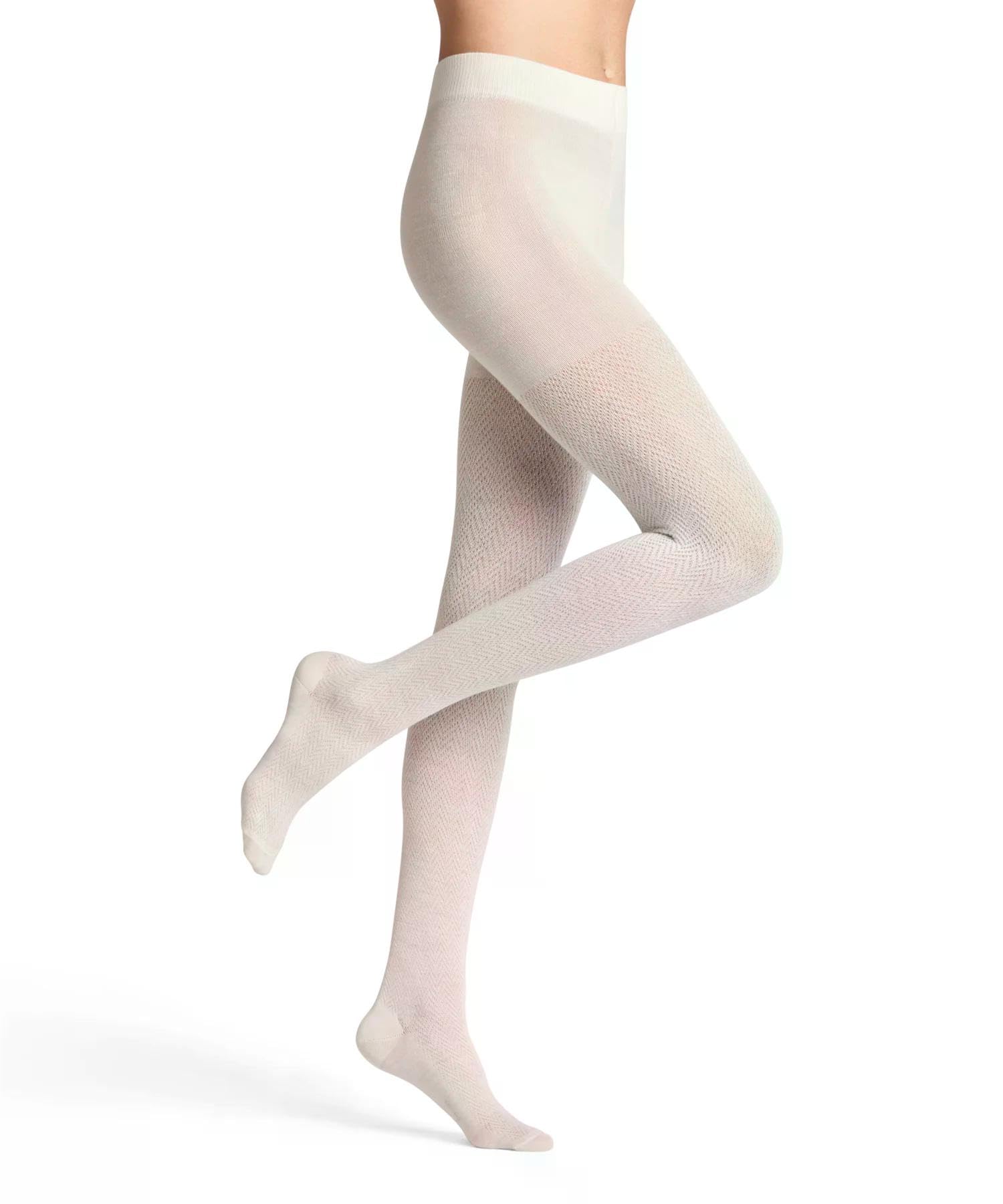 FALKE Kobiety Rajstopy Fable Estate W Ti wełna grube z wzorem 1 Sztuka, Biały Off-White 2040, 42-44